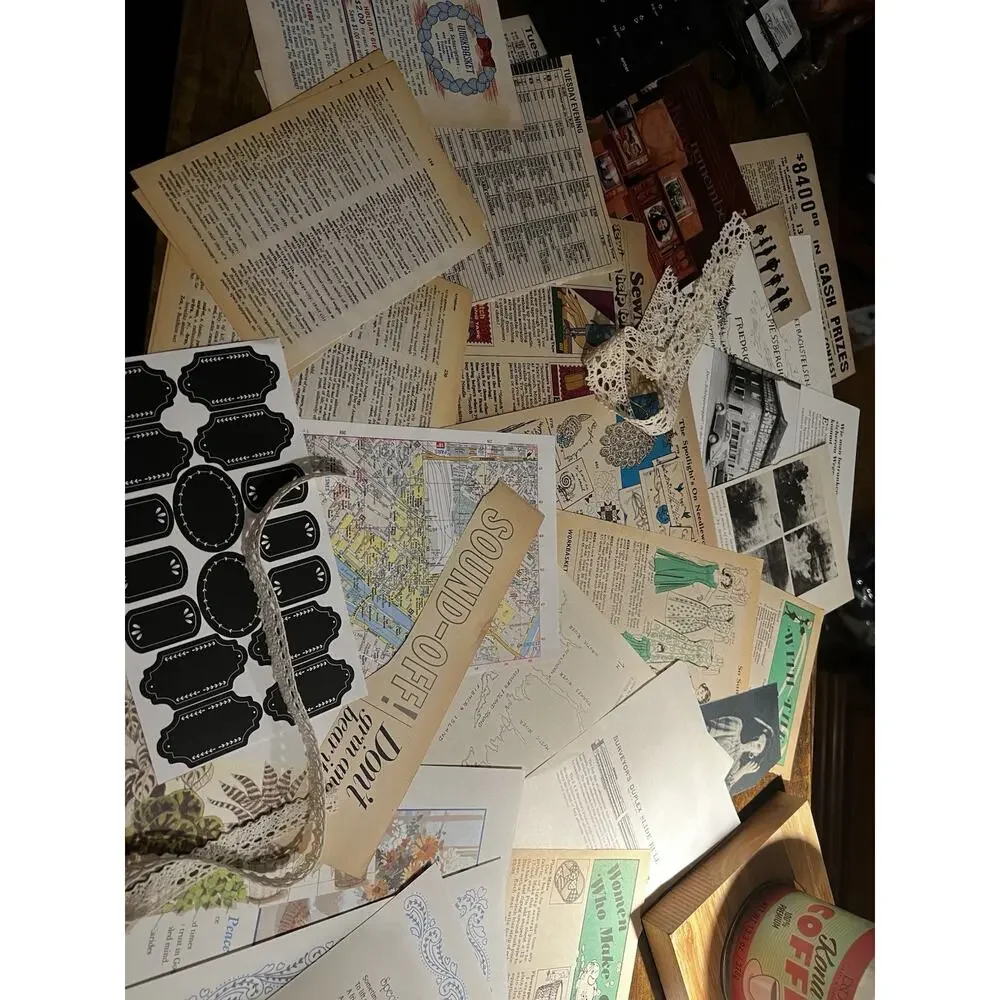 100 Pc Vintage Ephemera Curated Mixed Media for junk journals, scrapbooks, etc